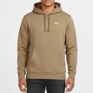 Nike Pullover Hoodie Mens M Brown Fleece Kangaroo Pocket Athletic Sweatshirt
